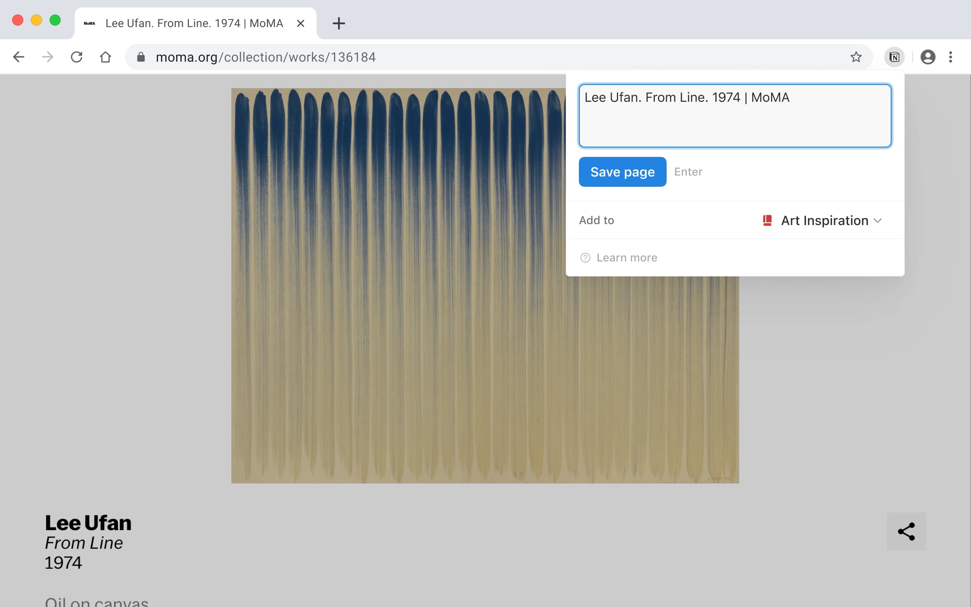 Una schermata di Notion Web Clipper su desktop