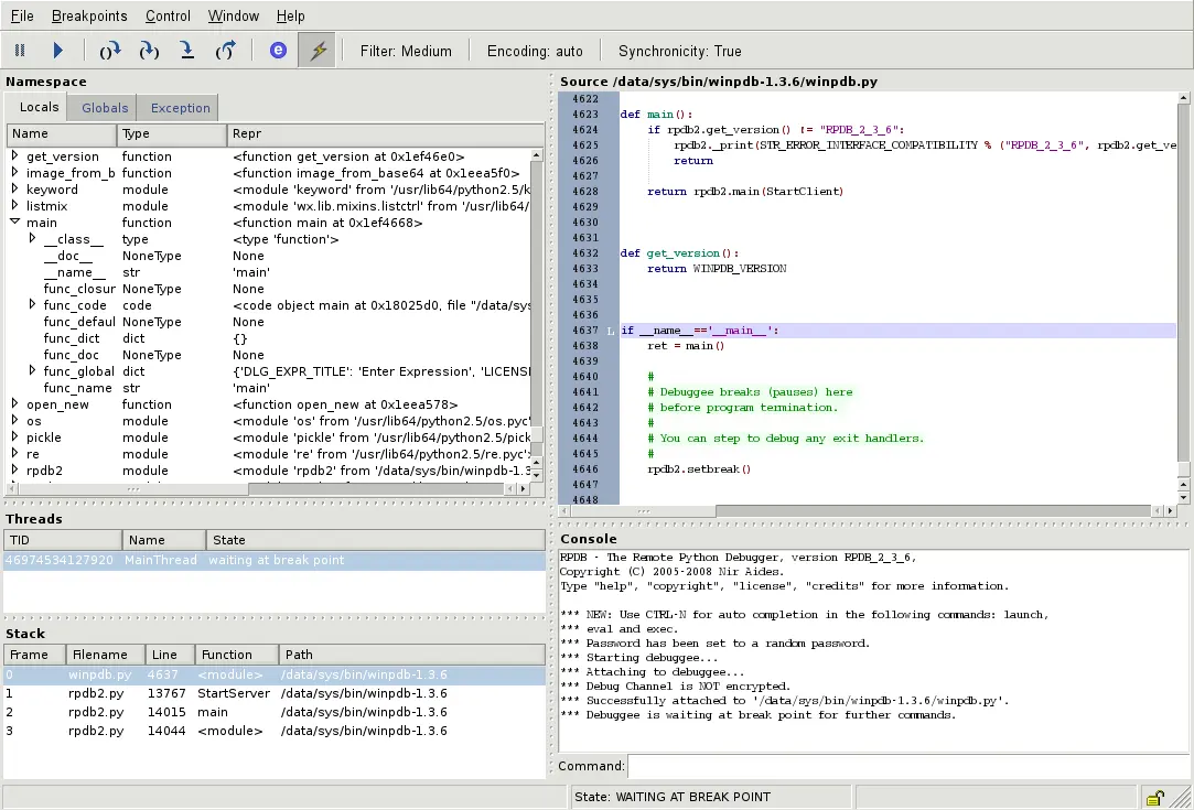 Winpdb debugging itself. Image from Wikipedia.