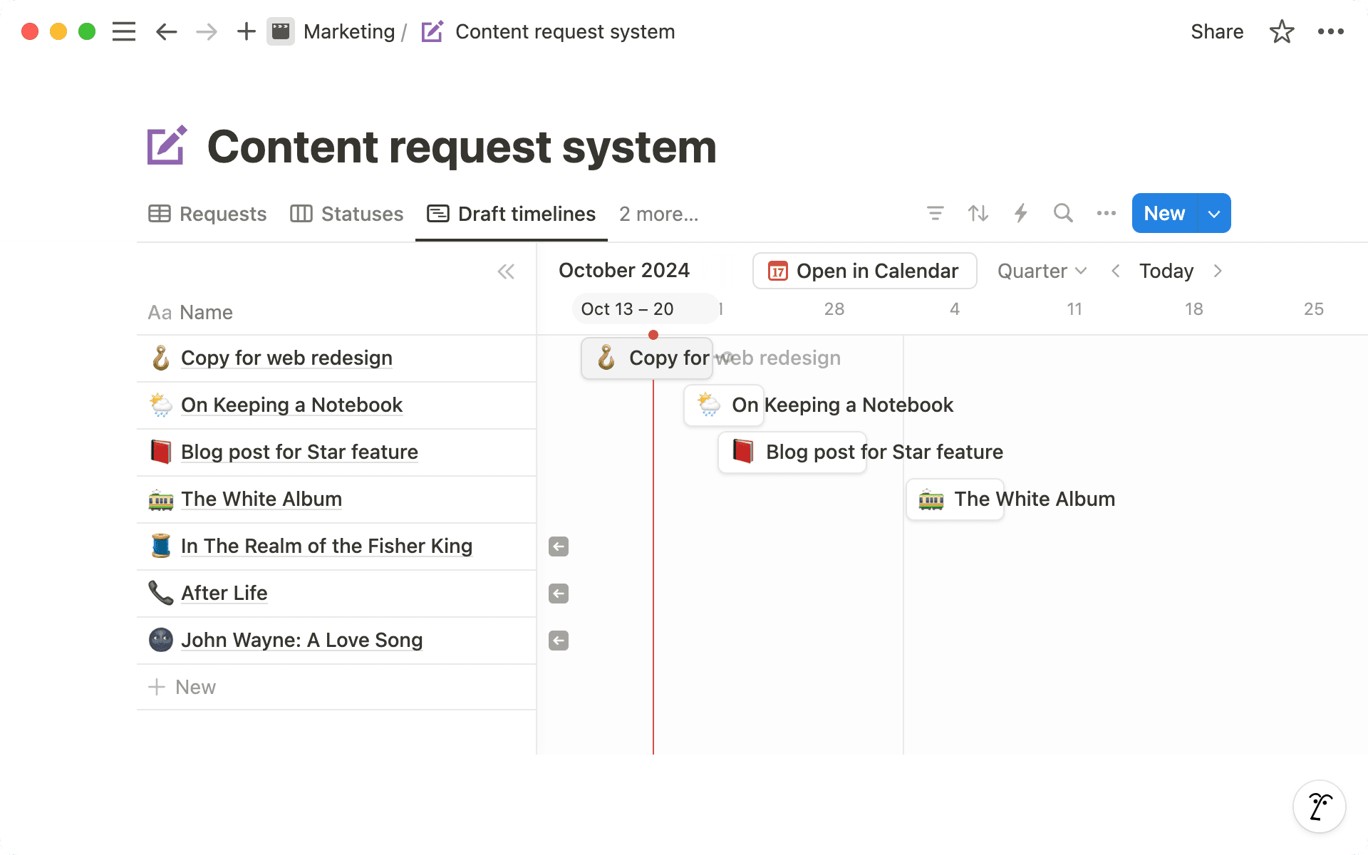 Create a timeline view for your form responses by clicking the three-dot menu next to your database views