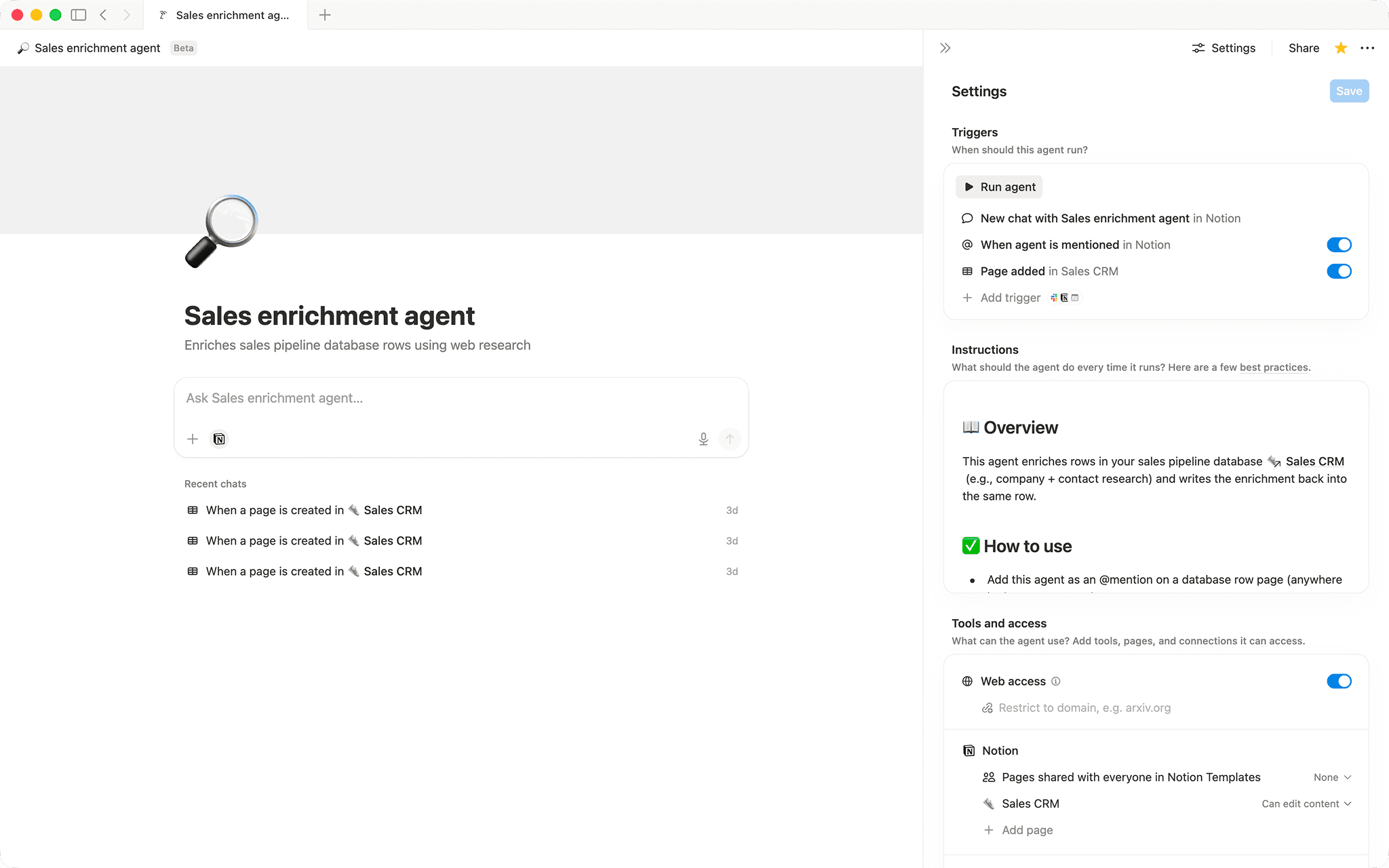 Sales enrichment agent